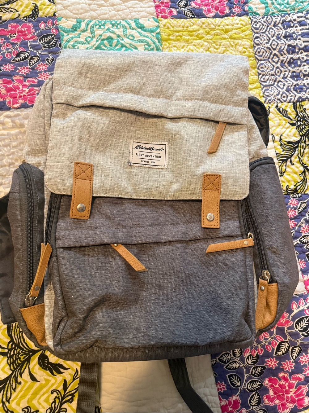Eddie Bauer Two-Tone Gray Diaper Bag